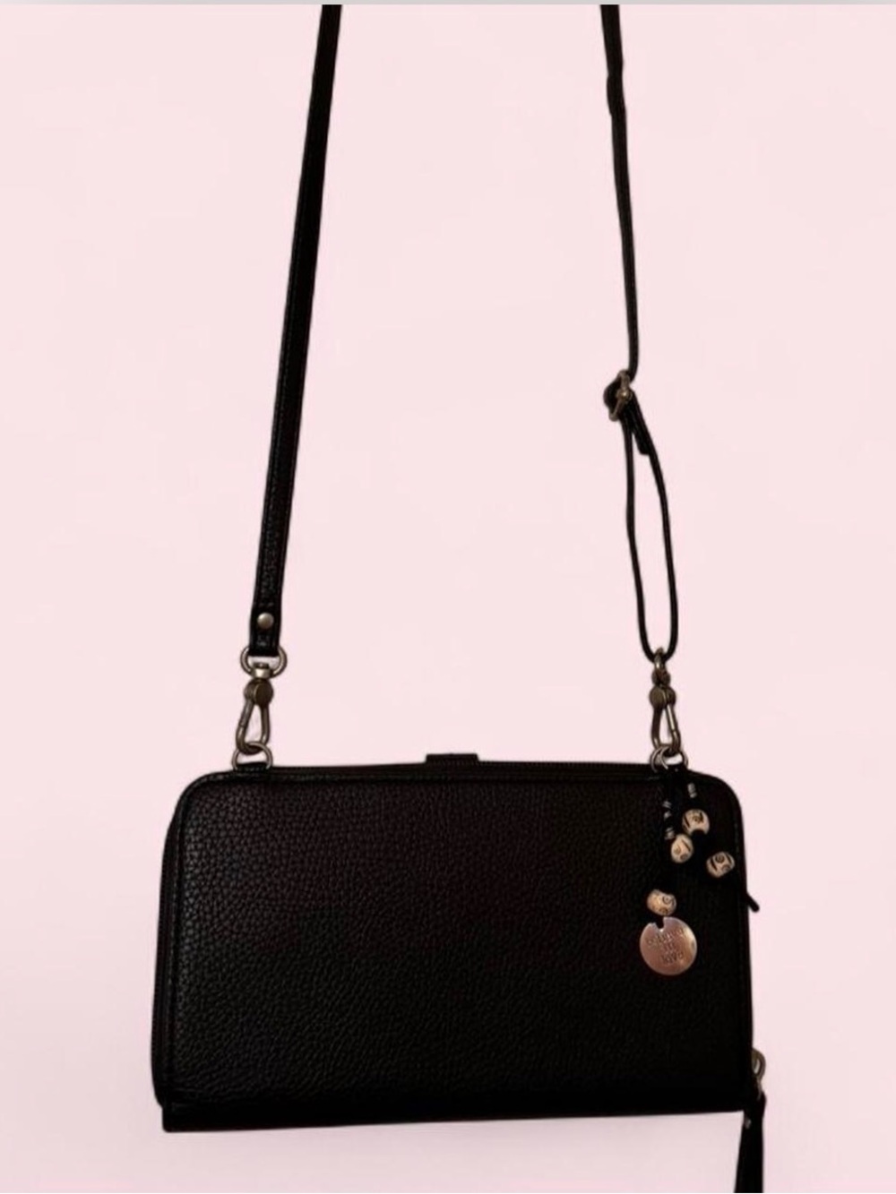 The Sak Black Leather Crossbody w/Beaded “Believe in Love” pendant 💗 - Picture 9 of 10